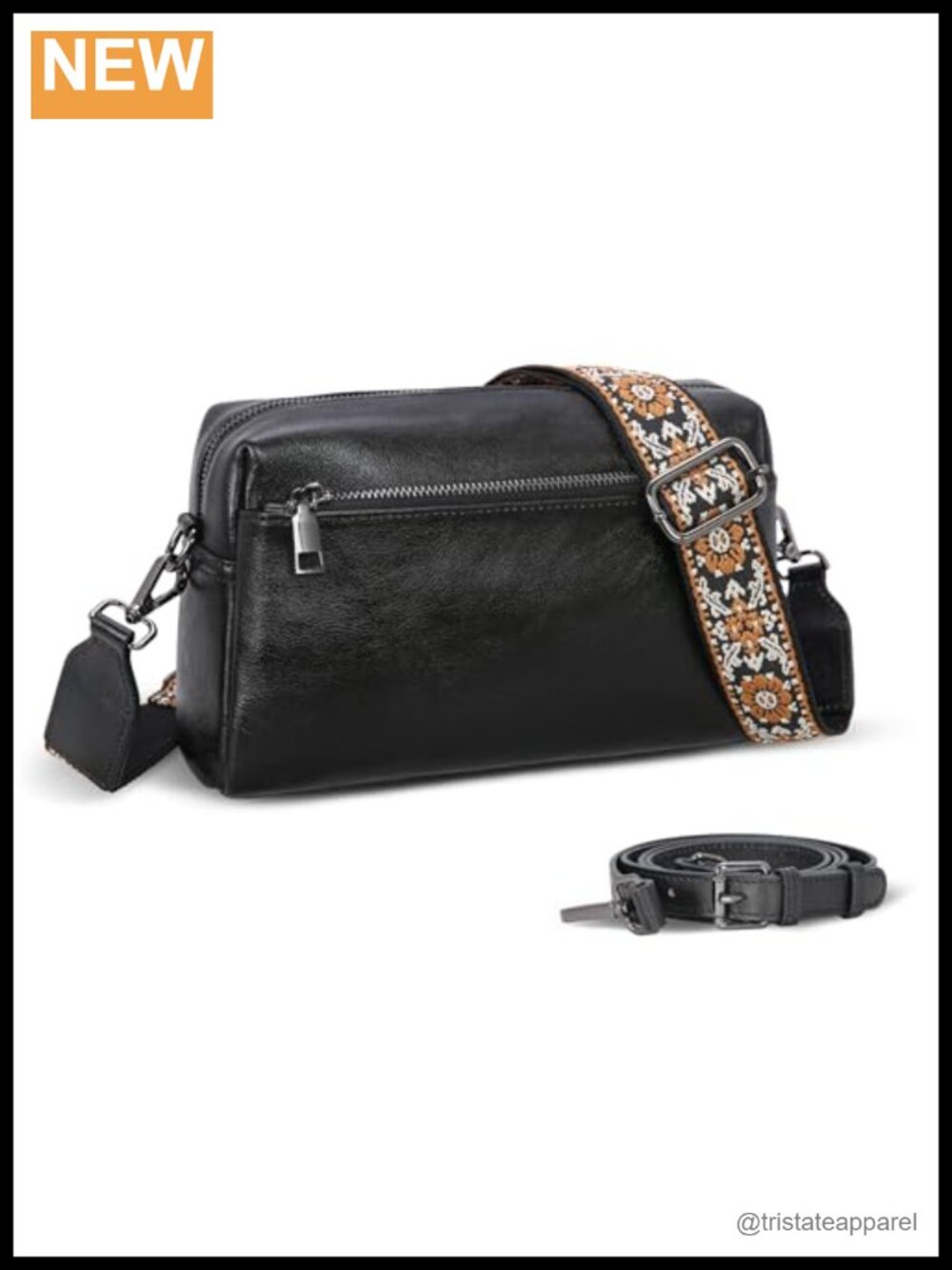 HESHE Small Leather Crossbody Bag Hobo Shoulder Handbag Dual Strap